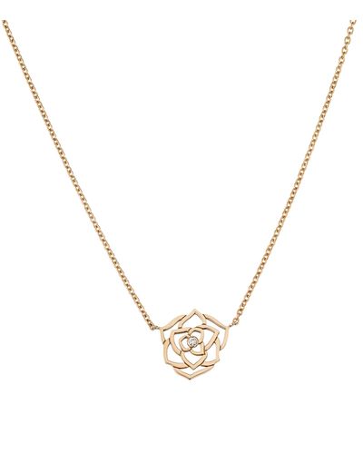 Piaget Rose Gold And Diamond Rose Pendant Necklace - Metallic