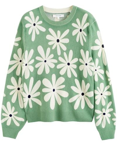 Chinti & Parker Wool-cashmere Ditsy Daisy Jumper - Green