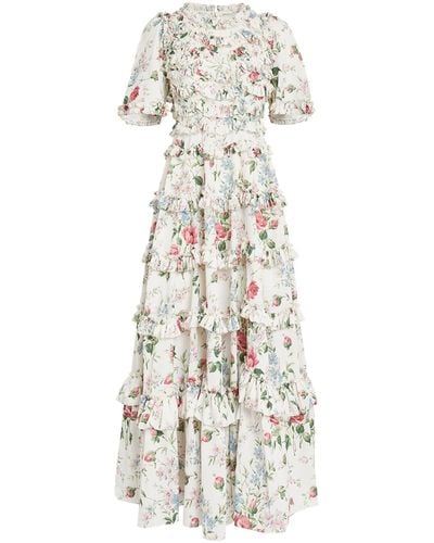 Needle & Thread Crepe Floral Fantasy Gown - White