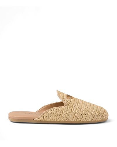 Prada Woven Mules - Natural