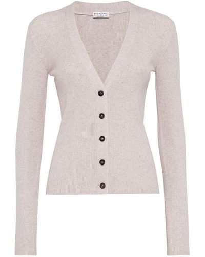 Brunello Cucinelli Cashmere-blend Sparkling Cardigan - Pink