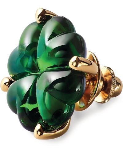Baccarat Gold Vermeil And Crystal Trèfle Pin - Green