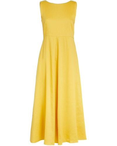 Weekend by Maxmara Linen-blend Midi Dress - Yellow