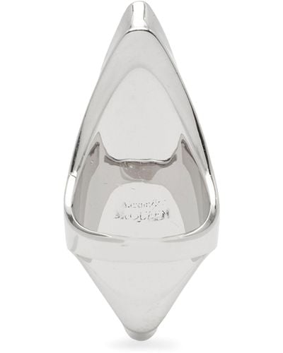 Alexander McQueen Crystal-embellished Shard Ring - White