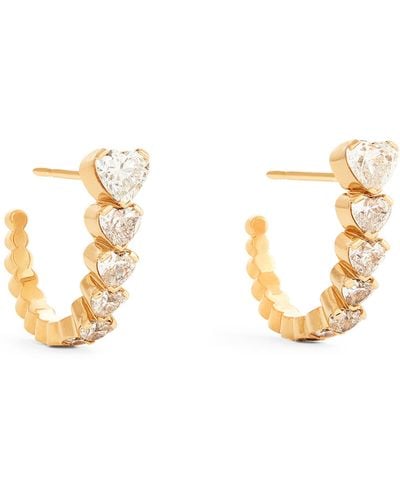 Sophie Bille Brahe Yellow Gold And Diamond Boucle Coeur Hoop Earrings - Metallic