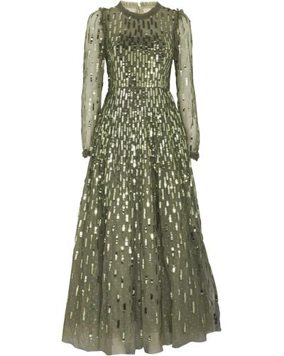 Needle & Thread Sequin-embellished Dash Gown - Green