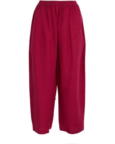 Eskandar Linen Japanese Trousers - Red