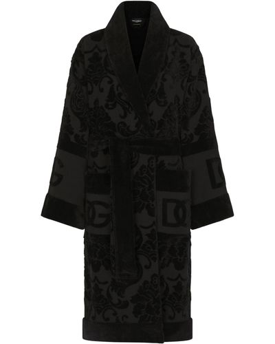 Dolce & Gabbana Terry Cotton Dg Robe - Black