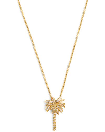 Anita Ko Small Yellow Gold And Diamond Palm Tree Pendant Necklace - Metallic