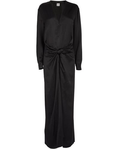 Totême Satin Tie-detail Maxi Dress - Black