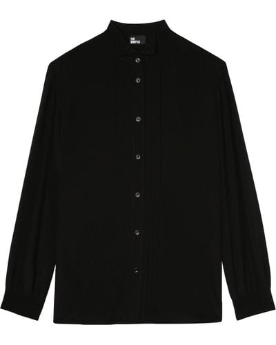 The Kooples Silk Pleated Shirt - Black