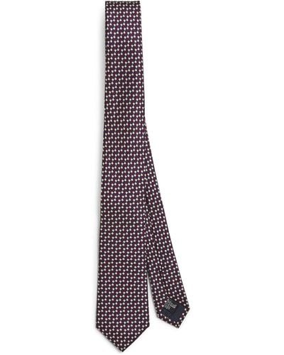 Giorgio Armani Silk Geometric Print Tie - Purple