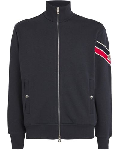 Moncler Striped Logo Zip-up Jacket - Black
