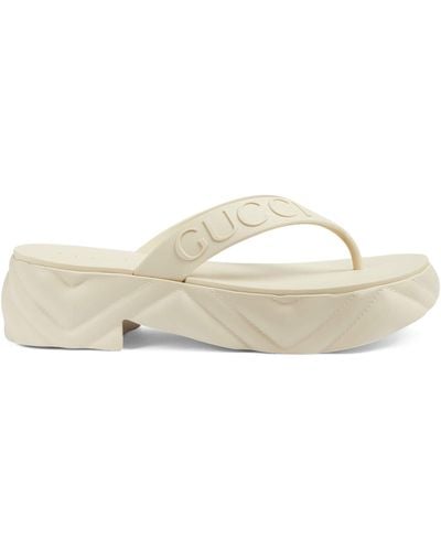 Gucci Rubber Platform Thong Sandals - White