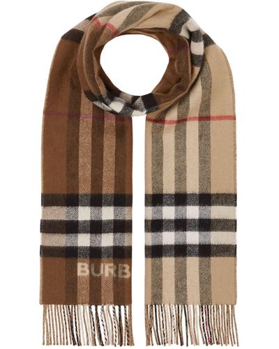 Burberry Cashmere Vintage Check Contrast Scarf - Brown