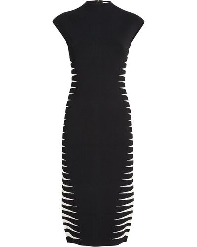 Hervé Léger Geometric-pattern Recycled Viscose-blend Midi Dress - Black