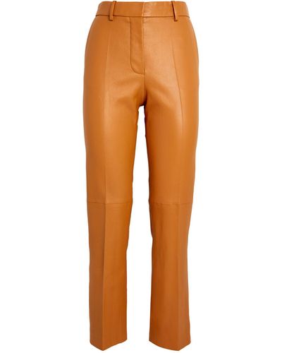 JOSEPH Leather Coleman Trousers - Orange