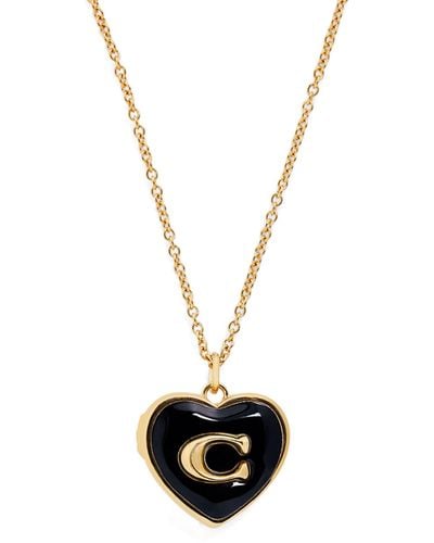 COACH Signature Heart Locket Necklace - White