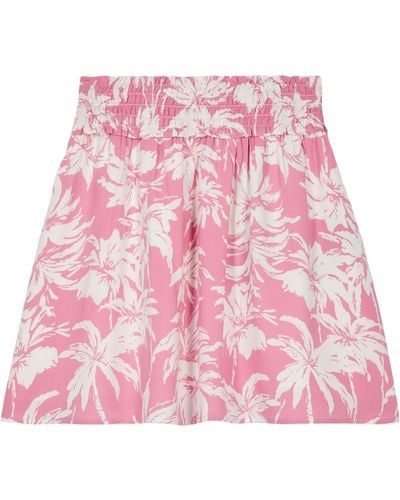 The Kooples Floral Print Smocked Mini Skirt - Pink