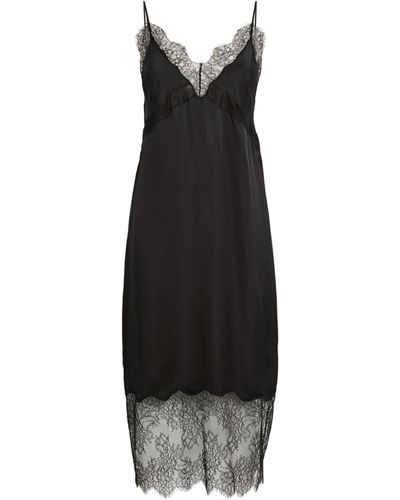 Anine Bing Lace-trim Amelie Midi Dress - Black