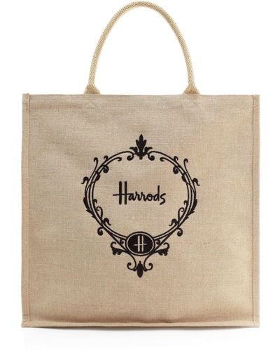 Harrods Roundel Jute Shopper Bag - Natural