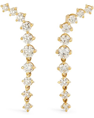 Melissa Kaye Mini Yellow Gold And Diamond Aria Dagger Earrings - Metallic