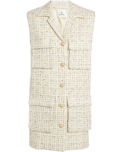 Anine Bing Tweed Alden Mini Dress - White