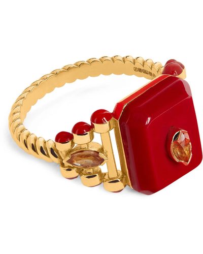 L'Atelier Nawbar Yellow Gold, Diamond And Ruby Little Moments Ring - Red