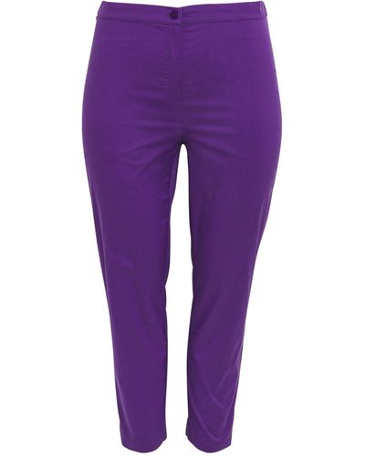 Marina Rinaldi Cotton-blend Tailored Trousers - Purple