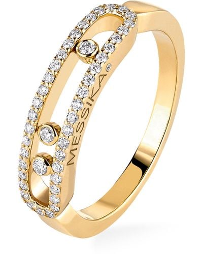 Messika Yellow Gold And Diamond Baby Move Classique Pavé Ring - Metallic