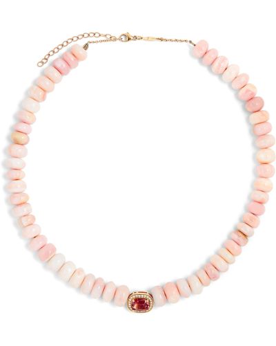 Jacquie Aiche Yellow Gold, Pink Tourmaline And Pink Opal Beaded Necklace