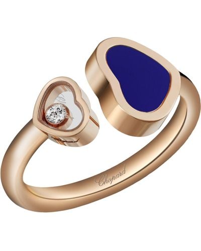 Chopard Rose Gold And Stone Happy Hearts Ring - Blue