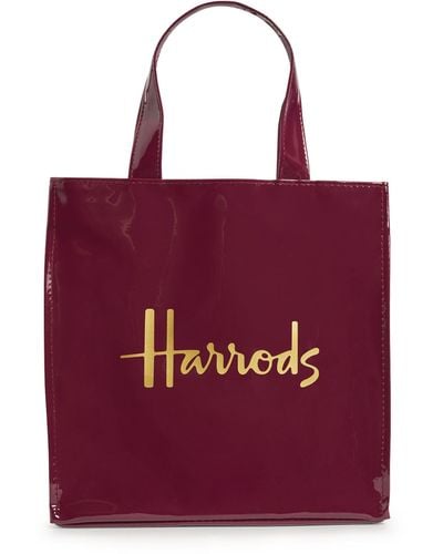 harrods designer burgundy Small Logo Shopper Bag