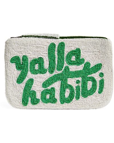 The Jacksons Beaded Yalla Habibi Clutch Bag - Green