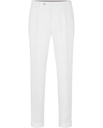BOSS Linen Tailored Pants - White