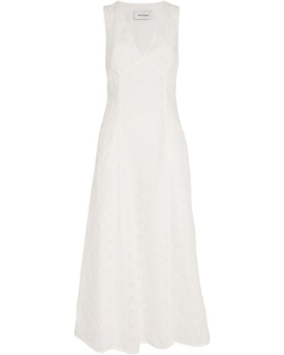 Matteau Broderie Plunge Dress - White