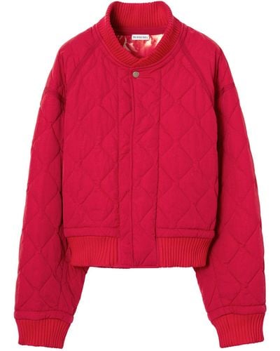 Burberry Nylon Quilted Bomber Jacket - Red