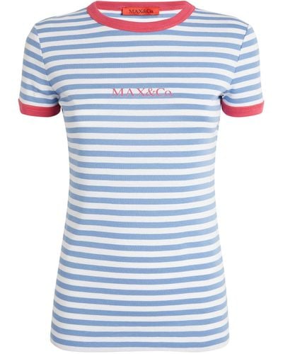 MAX&Co. Cotton Striped T-shirt - Blue