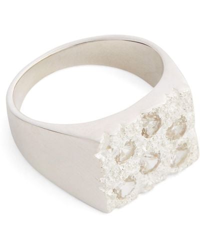 Bleue Burnham Sterling Silver And Sapphire Rose Garden Signet Ring - White
