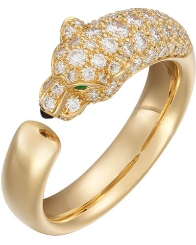 Cartier Yellow Gold And Diamond Panthère De Ring - Metallic