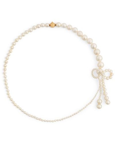 Sophie Bille Brahe Yellow Gold And Pearl Peggy Rosette Necklace - White