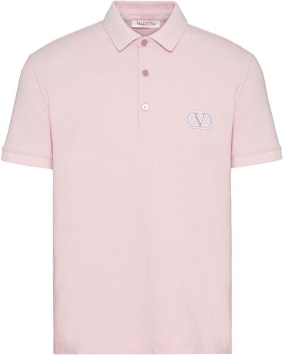 Valentino Cotton Vlogo Polo Shirt - Pink