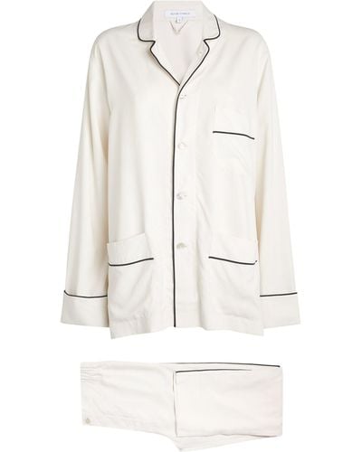 Olivia Von Halle Silk Laurent Pajama Set - White
