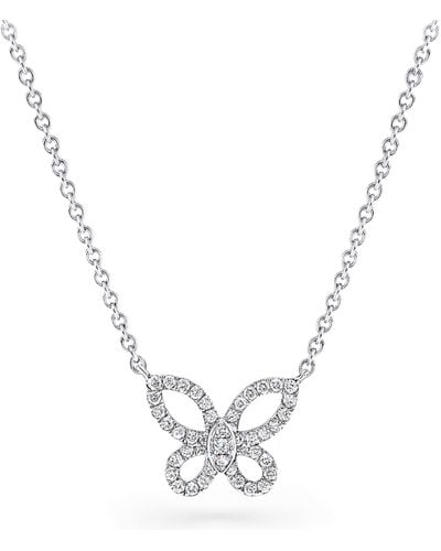 Graff Small White Gold And Diamond Butterfly Necklace - Metallic