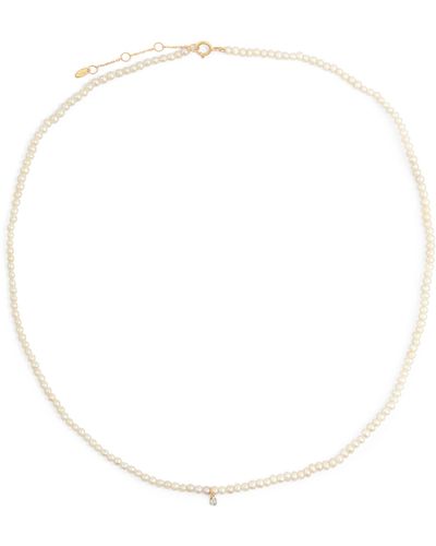 PERSÉE Yellow Gold, Diamond And Pearl Necklace - White