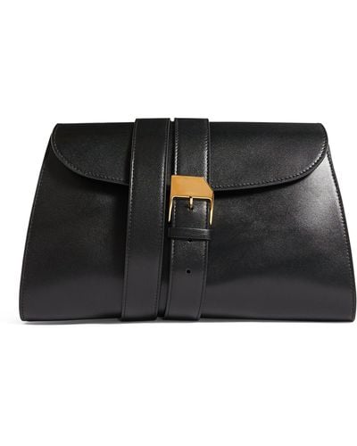 The Row Leather Isla Clutch Bag - Black