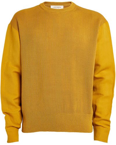 Giuliva Heritage Cotton Shirt-sleeve Sweater - Yellow
