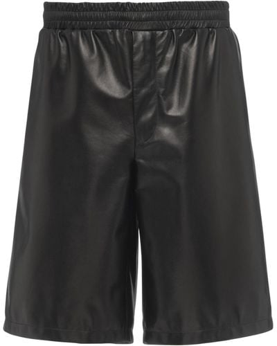 Prada Leather Bermuda Shorts - Black