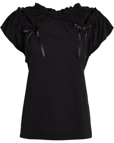 Simone Rocha Bow-detail Gathered T-shirt - Black