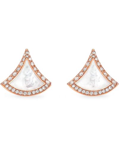 BVLGARI Rose Gold, Diamond And Mother-of-pearl Divas' Dream Stud Earrings - Natural